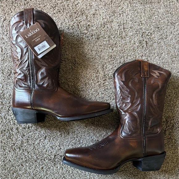 BNIB Laredo Men’s Cowboy Boots Leather Size 9.5 Dark Brown Lawton - Picture 4 of 8